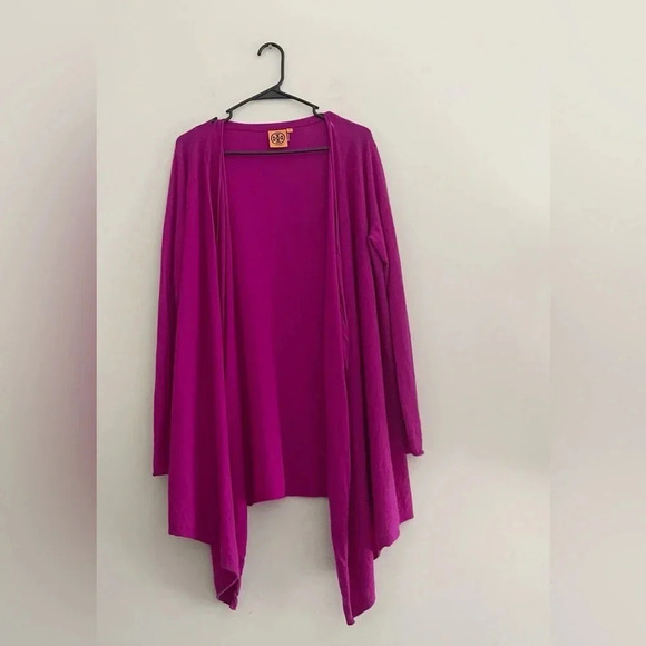 Tory Burch cashmere draped waterfall cardigan quiet luxury chic workwear preppy - Picture 2 of 10